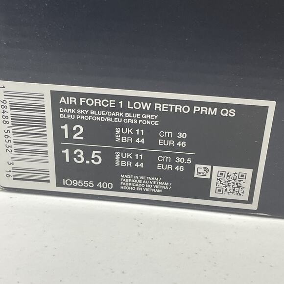 Nike Air Force 1 Low Retro Premium Dark Blue Sky IO9555 400 Size 12 Suede Shoe main image 6